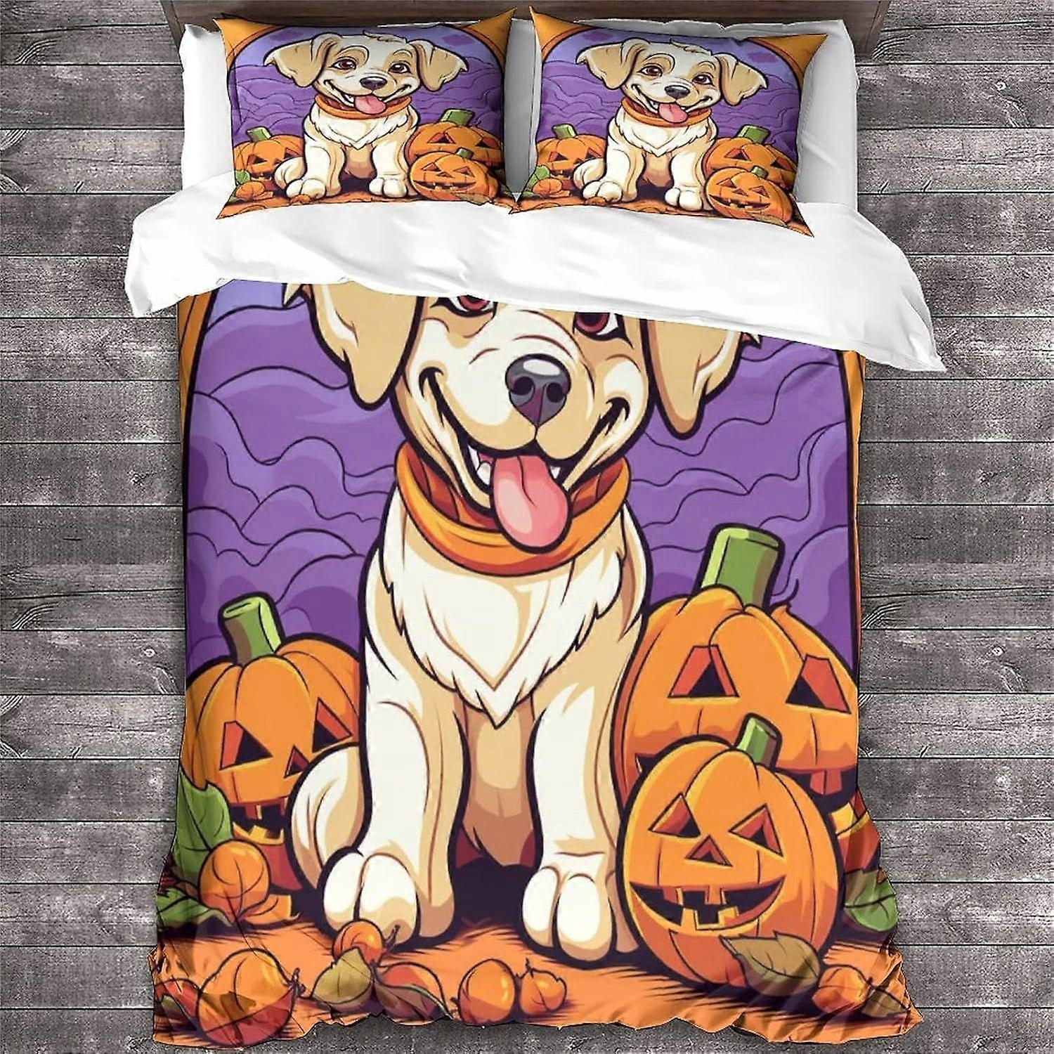 مجموعة فراش LikeEj مجموعة غطاء لحاف غطاء لحاف هالوين سحاب ناعم مع غطاء وسادة مزدوج