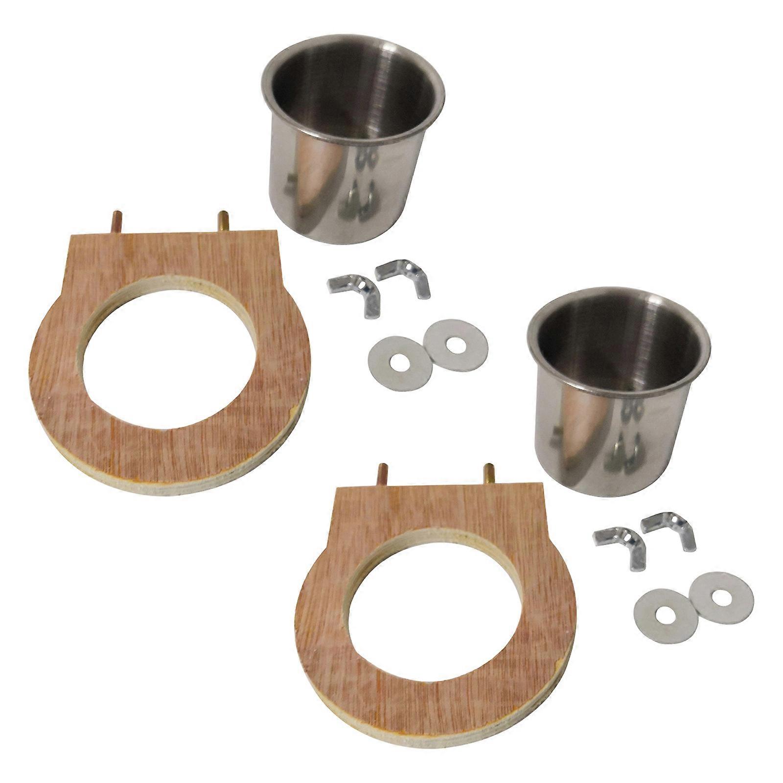 Rustproof Bird Supplier Cup with Oaken Backing Secure Mounting Plan Pet Food Storage for Parrots Chickens Leverets Multicolor