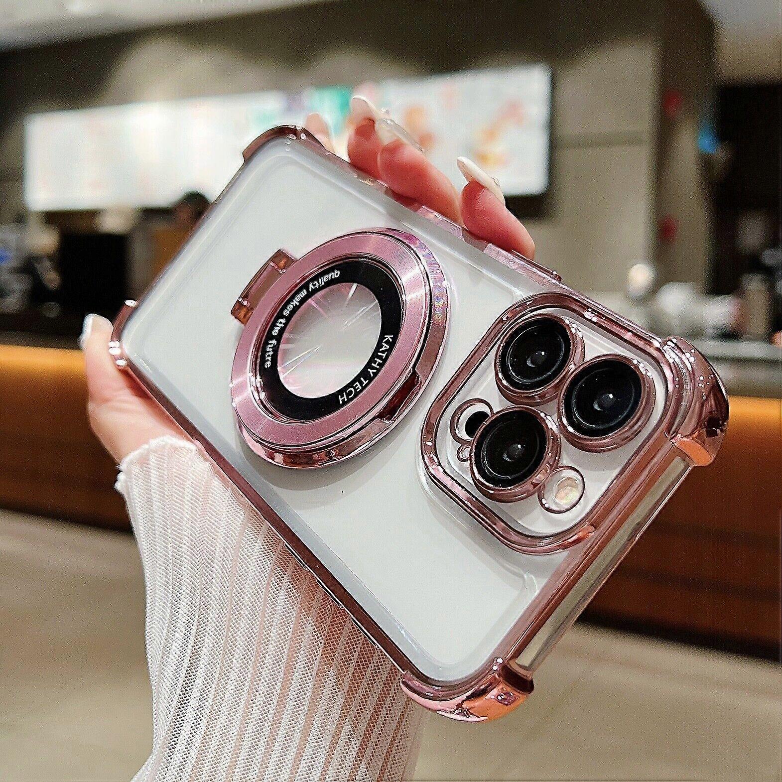 For iPhone 17 Pro Max 16 15 14 13 Shockproof Clear Case with Magnetic Ring Stand