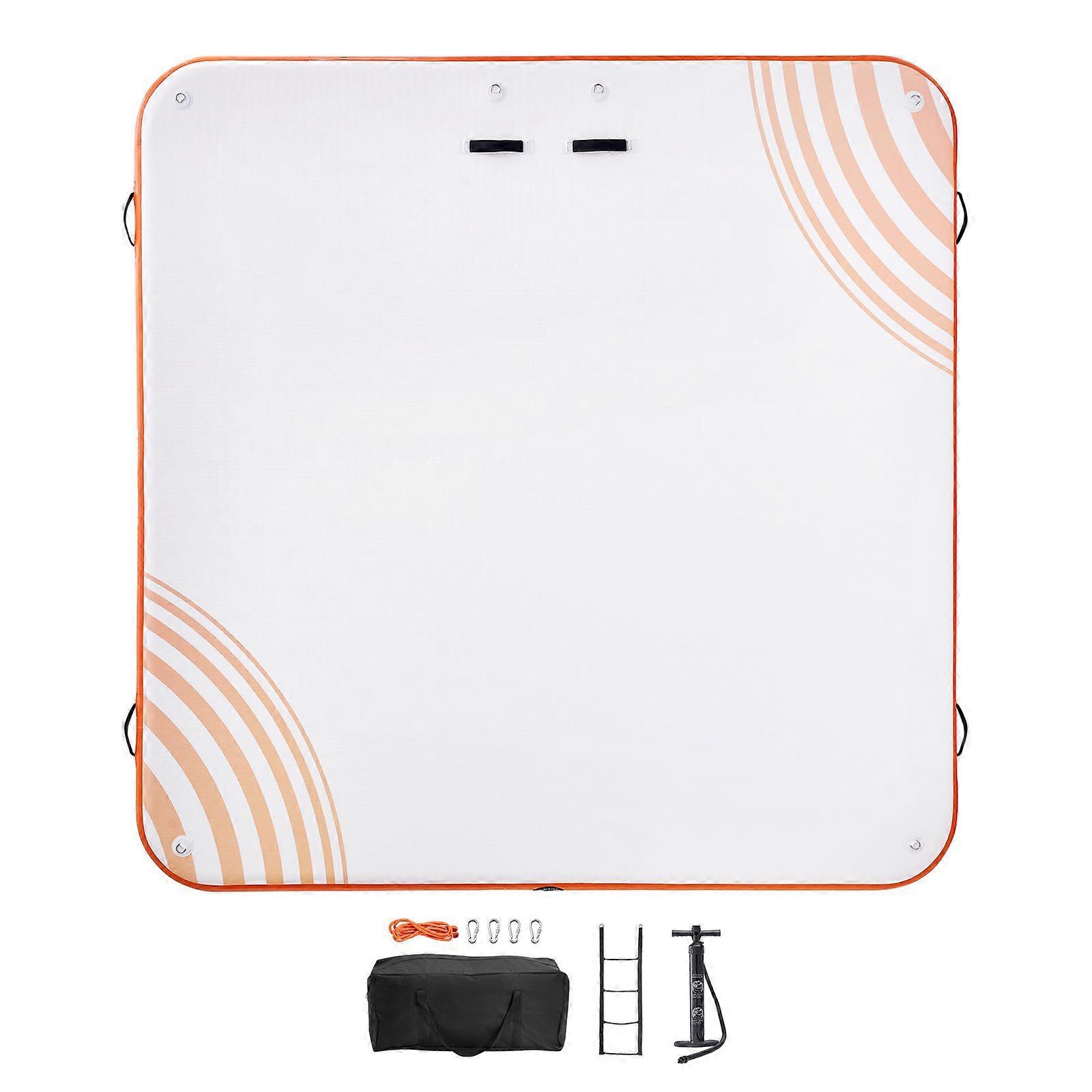 Inflatable Floating Dock, 10 x 10FT Inflatable Dock Platform, Non-Slip Water Floating Dock Mat