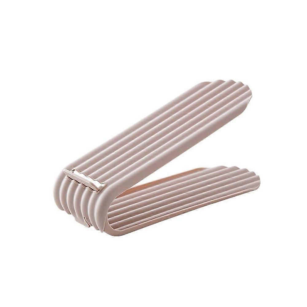 6 Pack Shoe Storage Organizer Slots with Adjustable Double Layer Stackers for Closet Space Saving (Pink)