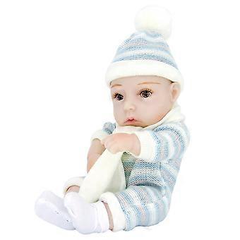 28cm poseerbare wedergeboortepop wasbare simulatie babyjongenspop speelgoed wedergeboortepop met flexibele ledematen voor metgezel veelkleurig