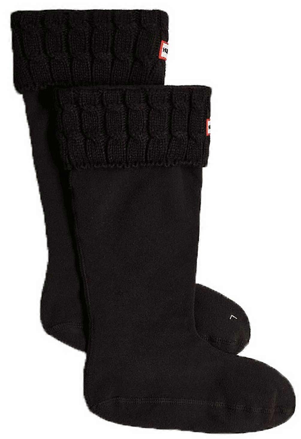 Hunter 6 Stitch Cable Cuff Tall Boot Socks - Black