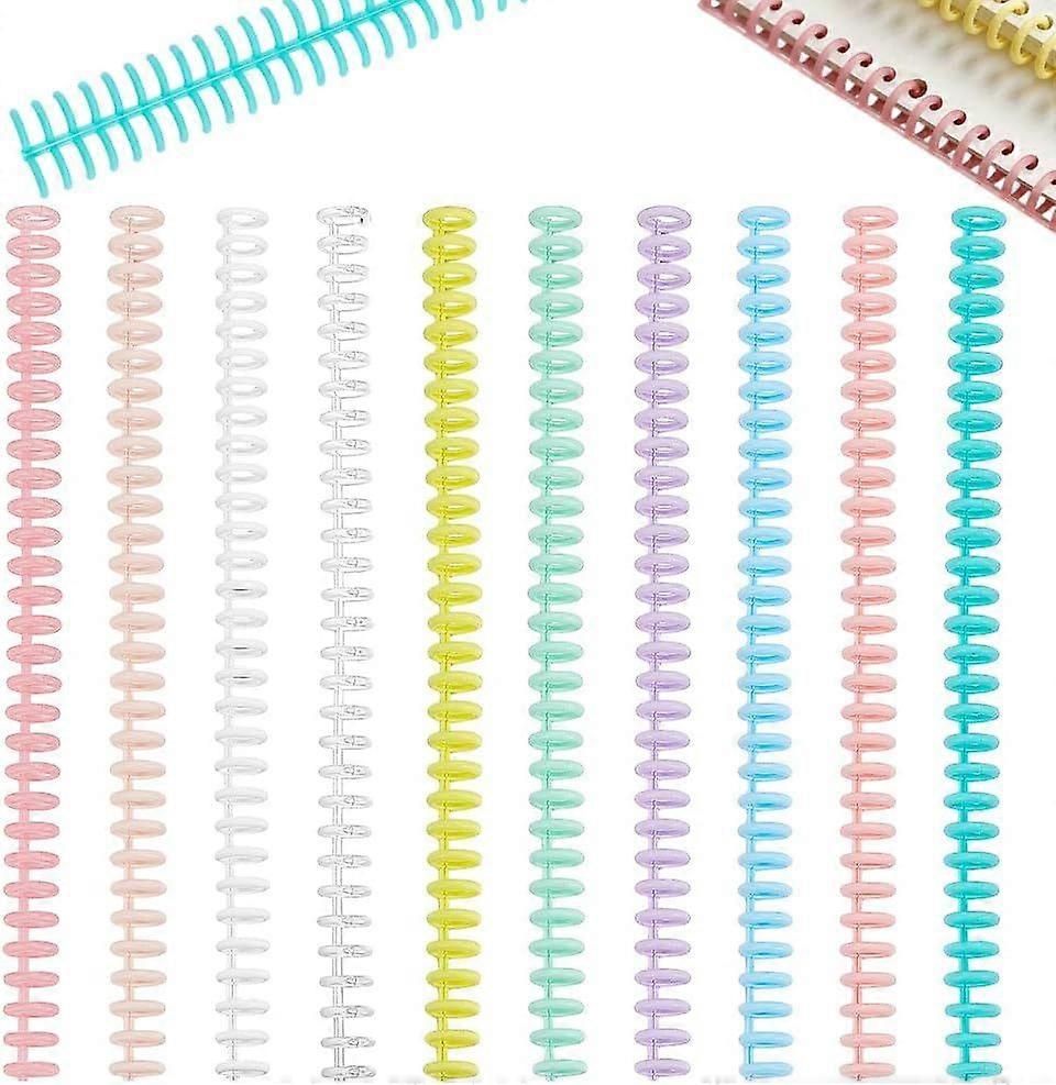 20 Pack Book Binding Wire 10 Colors Plastic Binding Comb Spines Double Ring Coil 30 Holes 1/2" Diameter Twin Spines Combs Spiral Ring Coil for Noteboo
