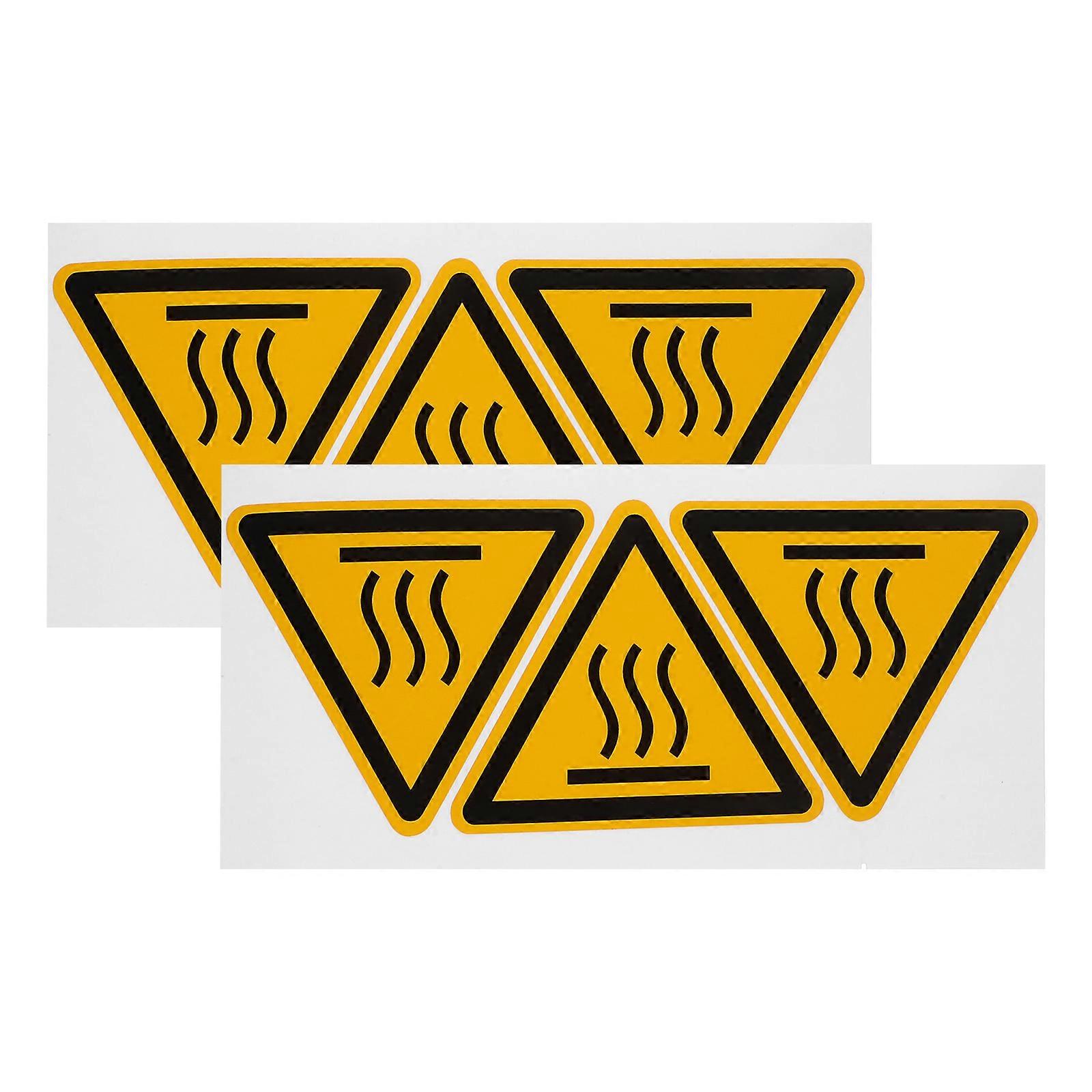 Caution Hot Surface Sign Stickers for Warning with 6 Sheets