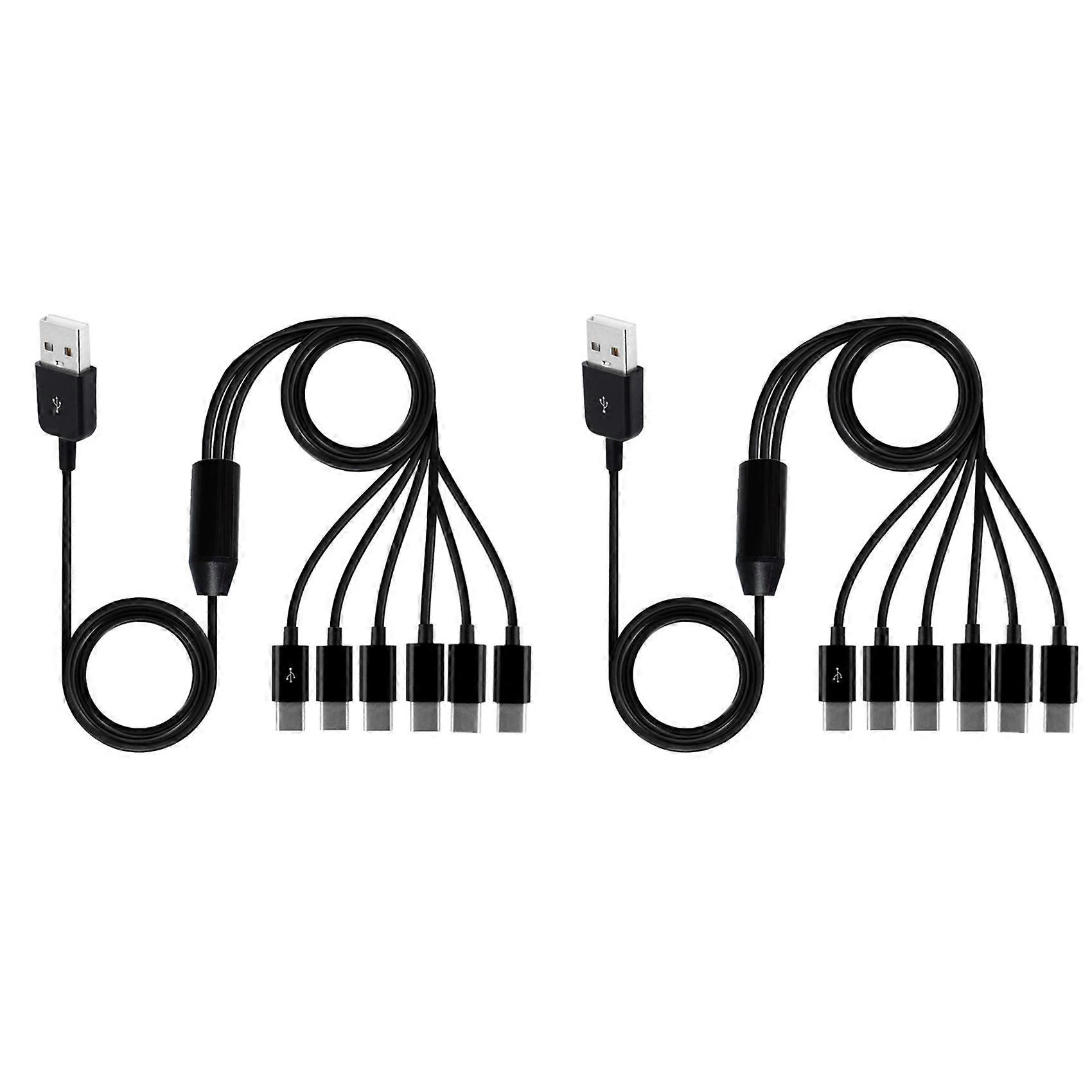 2X 6-in-1 USB Type C Splitter Cable C Data Transmission Charing Cable for Phone Tablet 1.5m