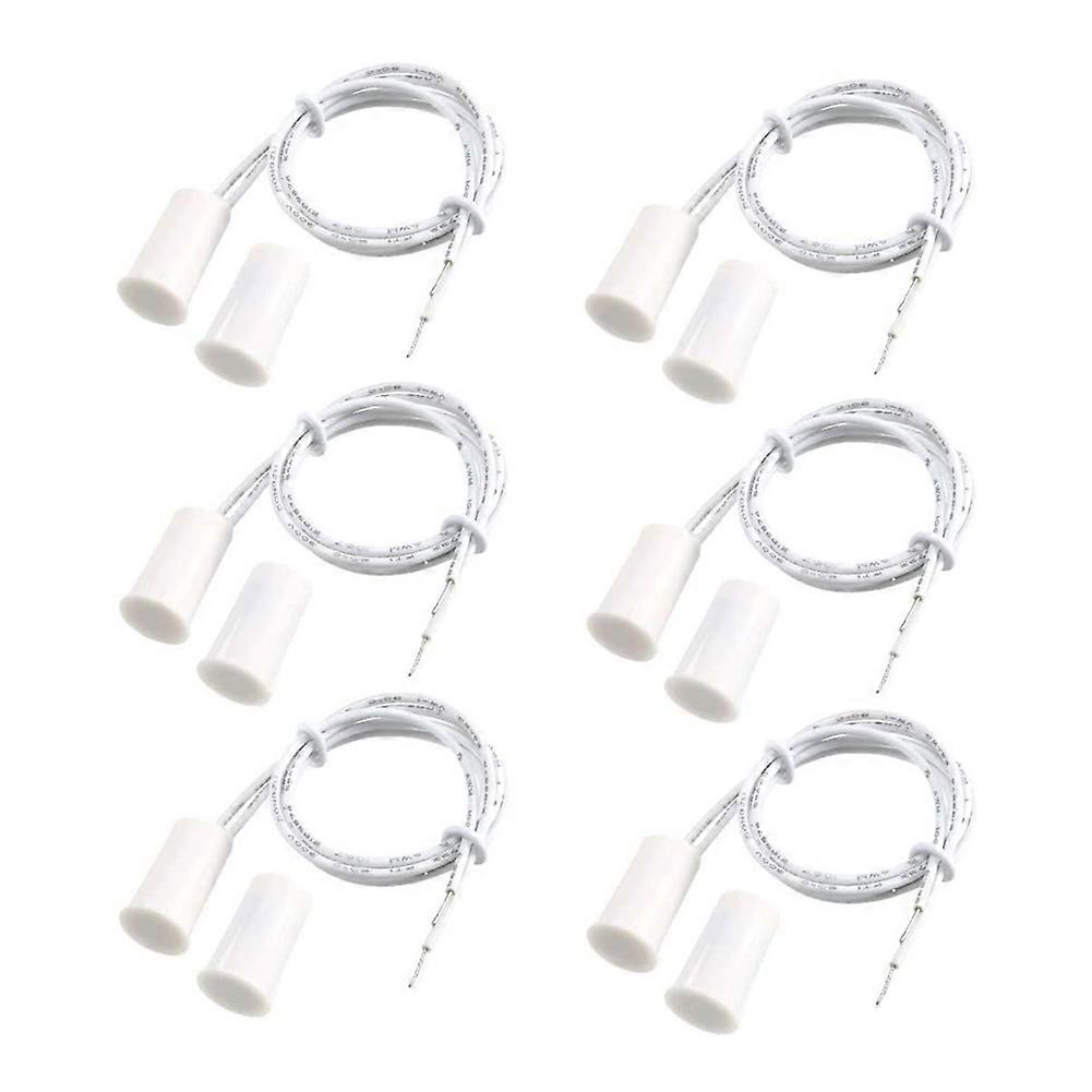 RC-33 NC Recessed Wired Security Window Door Contact Sensor Alarm Magnetic Recessed Switch White - (6 Sets)