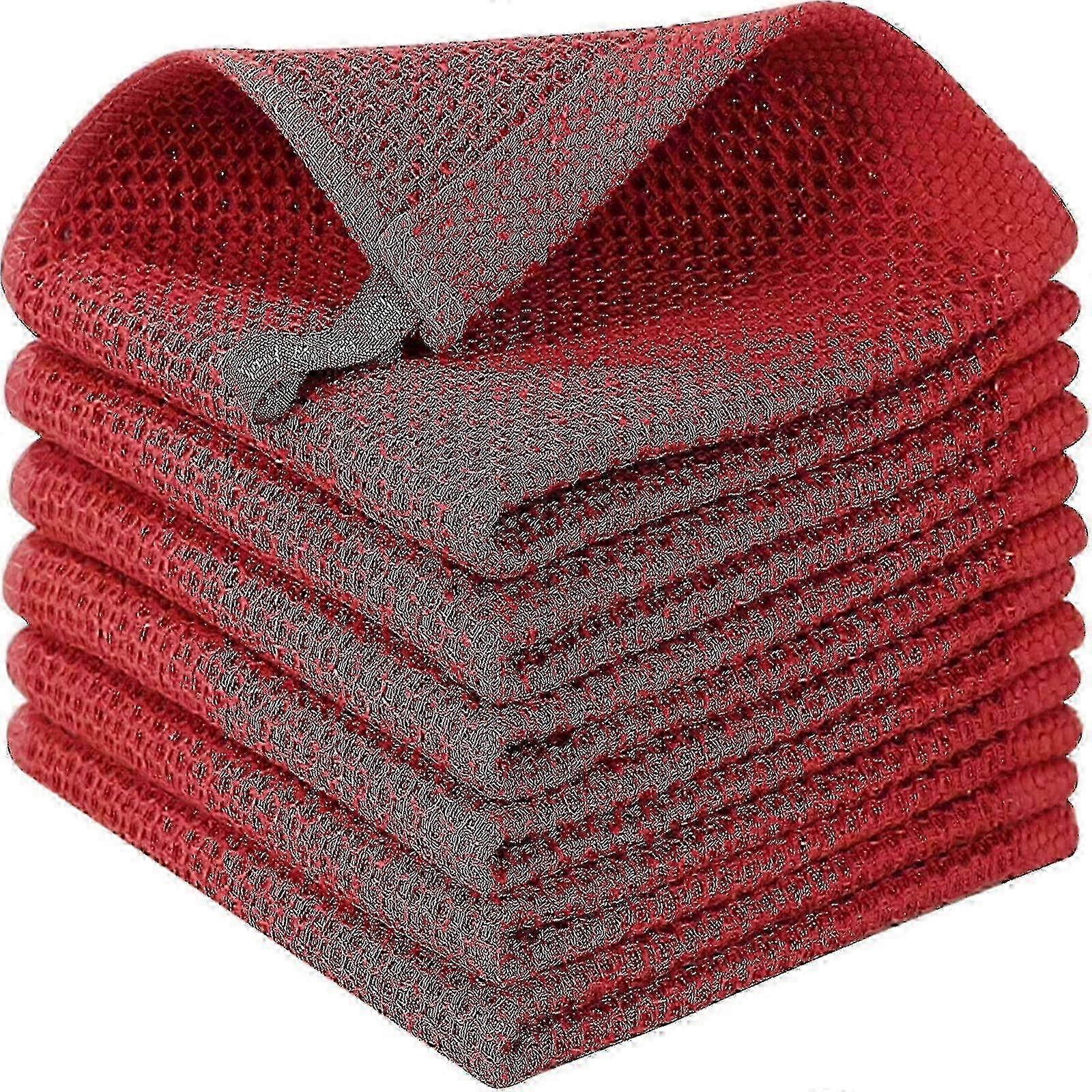 6-Pack 100% Cotton Terry Hanging Loop Tea Towels for Kitchen Dish Cleaning