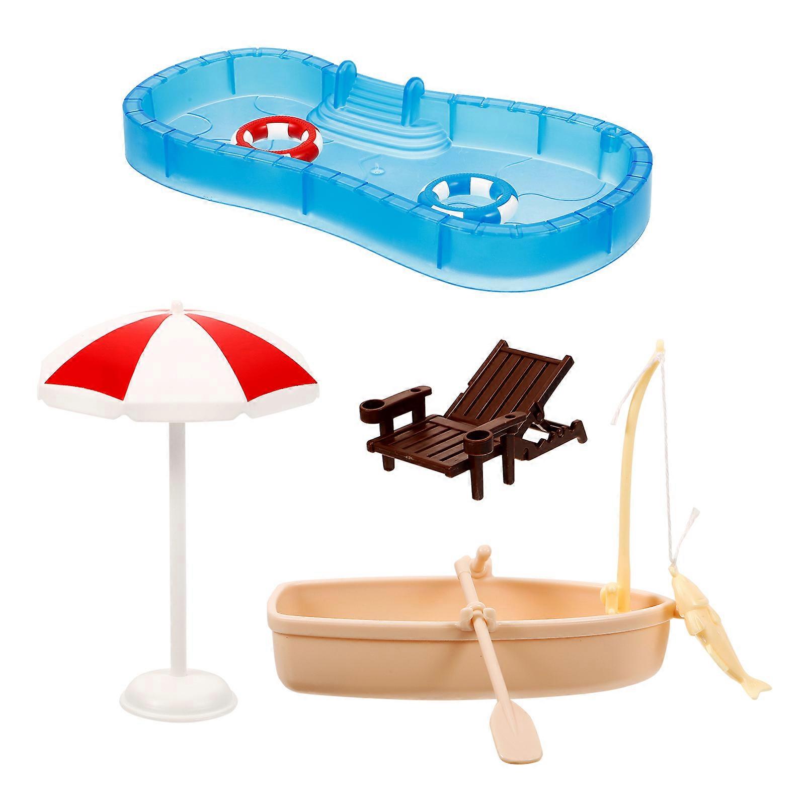 Swimming Pool Toy Set Mini House for Decoration 1Set Assorted Color Plastic