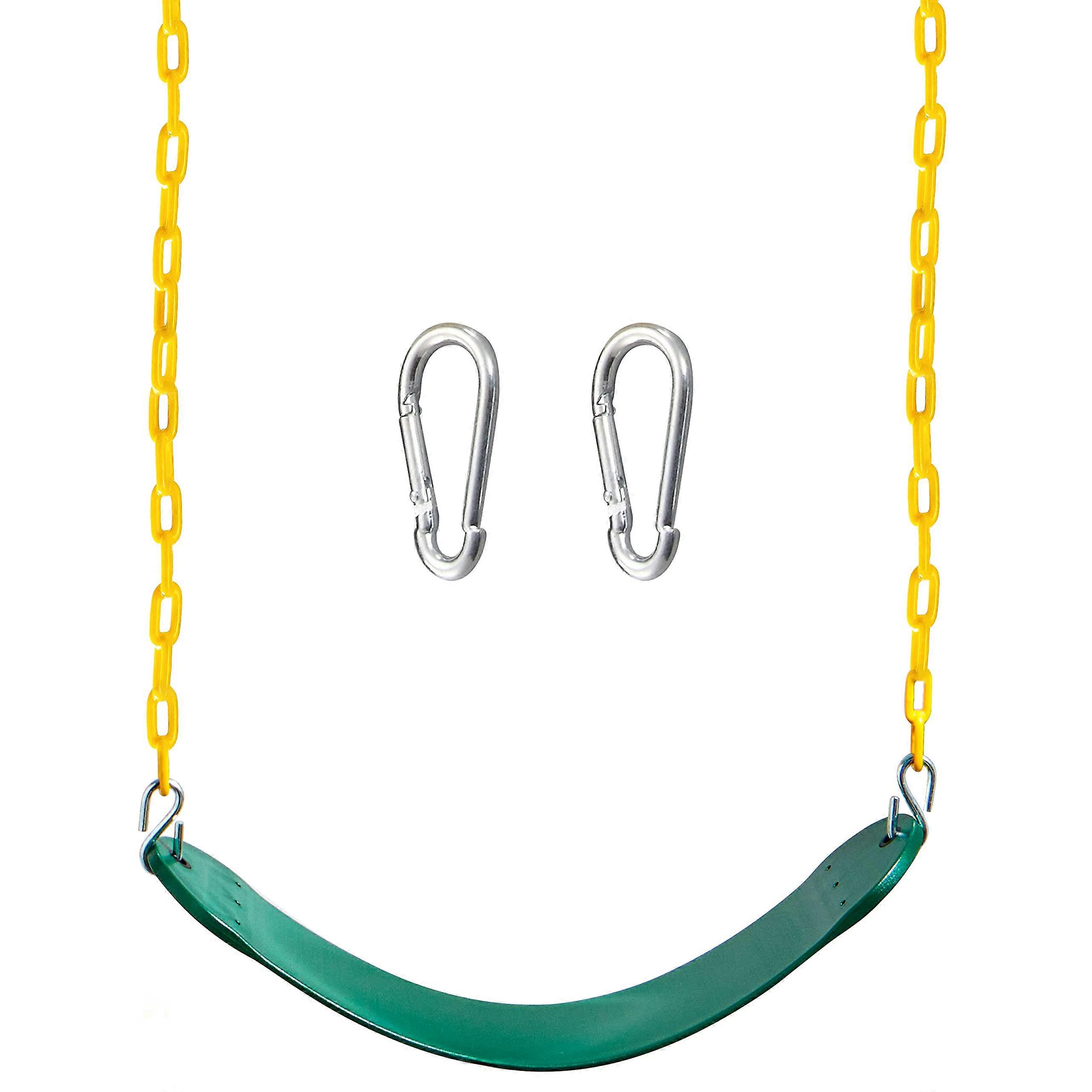 Heavy Duty Swing Seat with 66 Inch Chain and Snap Hooks for Kids Outdoor Playground Green Ref: 5782