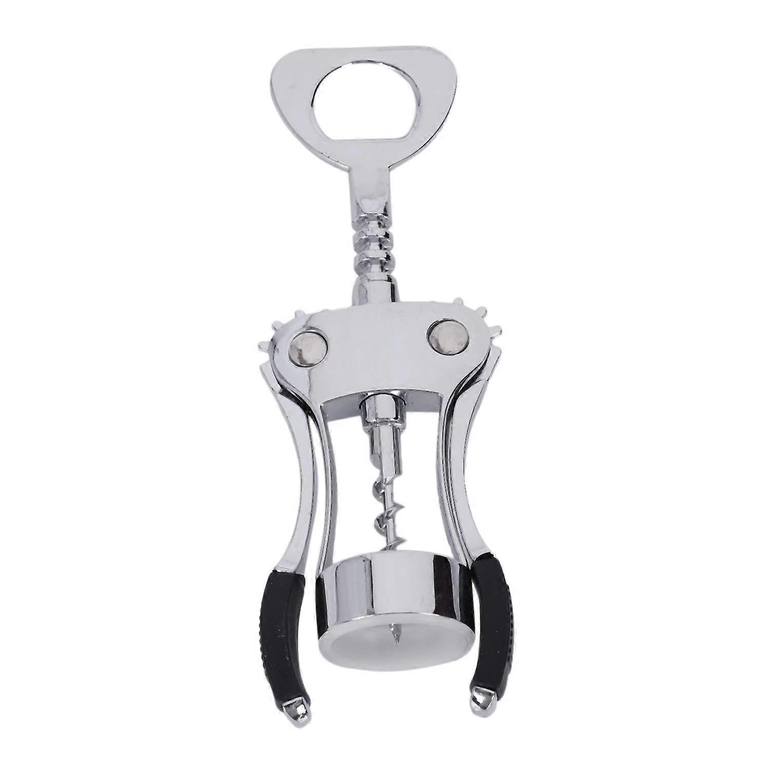 Winged Corkscrew Bottle Opener with Ergonomic Handle for Wine and Beer, Silver Tone Kitchen Tool