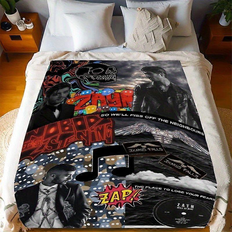 ZaynMalik Collage Artwork Display Music and Visual Creativity Theme Pattern Printed Blanket, Exquisite Design, Suitable -MNBVC231