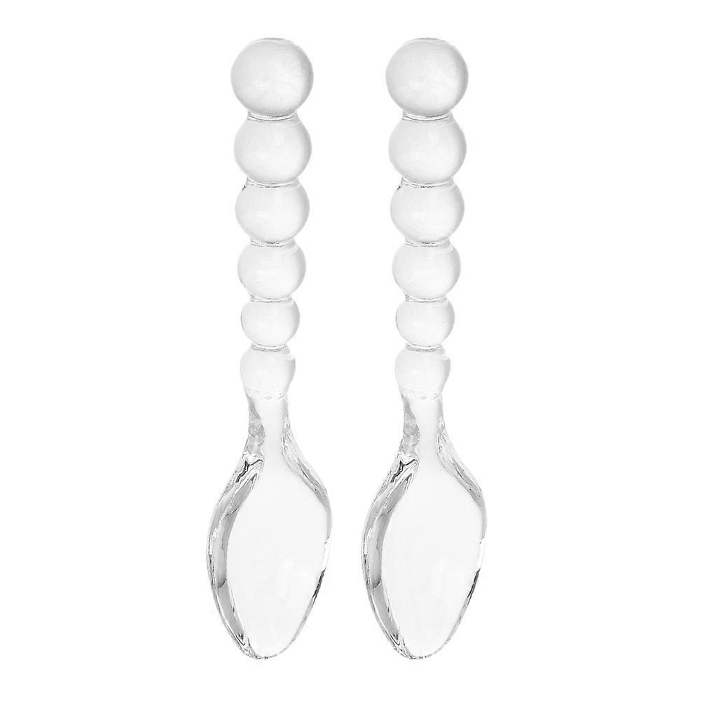 Sweet Glass Fork Elegant Kitchen Spoon for Desserts Use 2Pcs Transparent