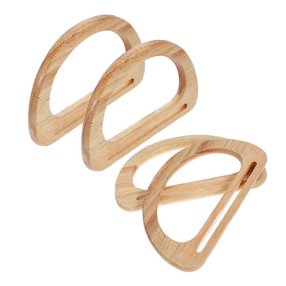 Beige Wood Purse Handle for Decorative Bag Handle Replacement 4Pcs