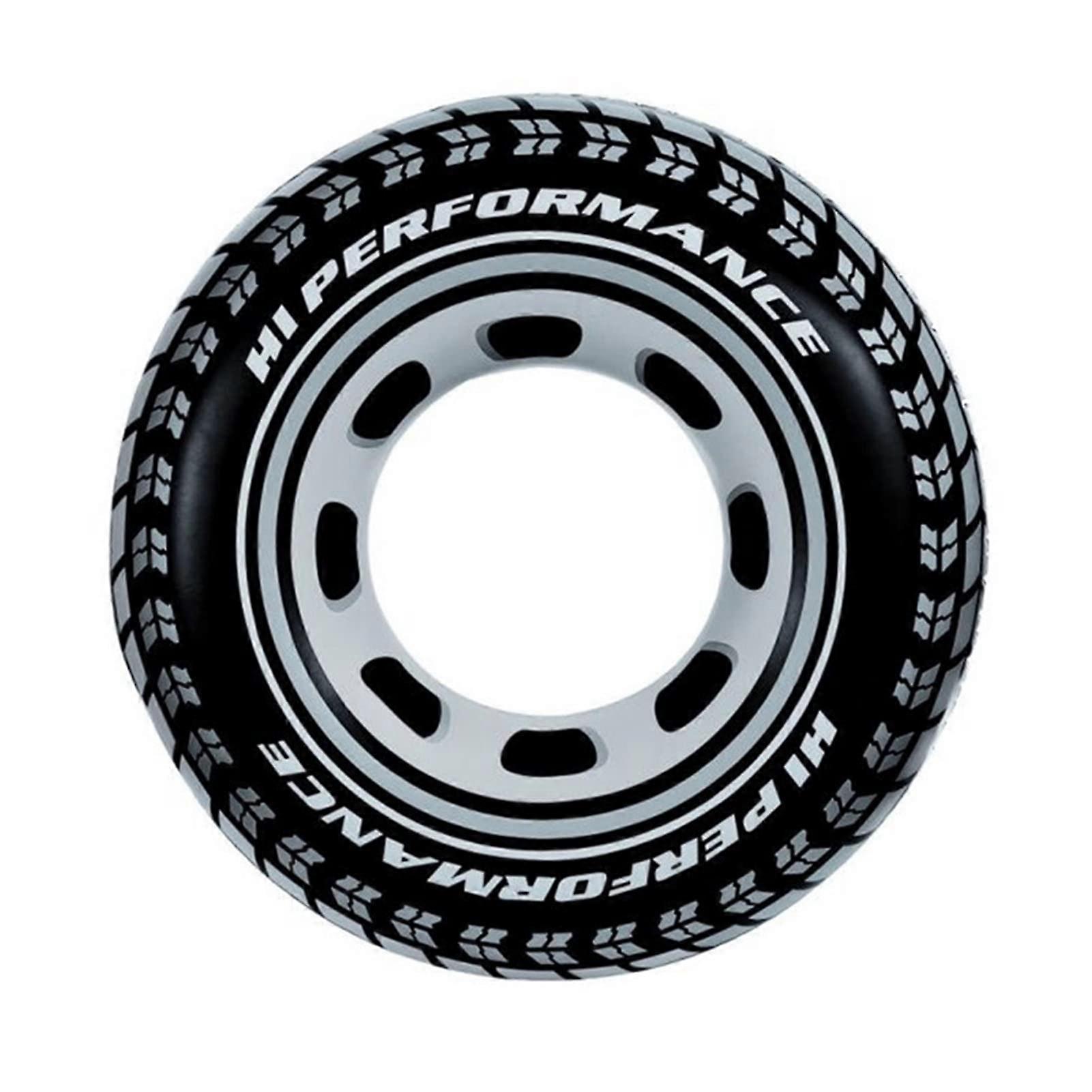 Adult Swim Ring Tire Style Pool Float 90cm Black PVC with Double Handles and Quick Inflate Valve