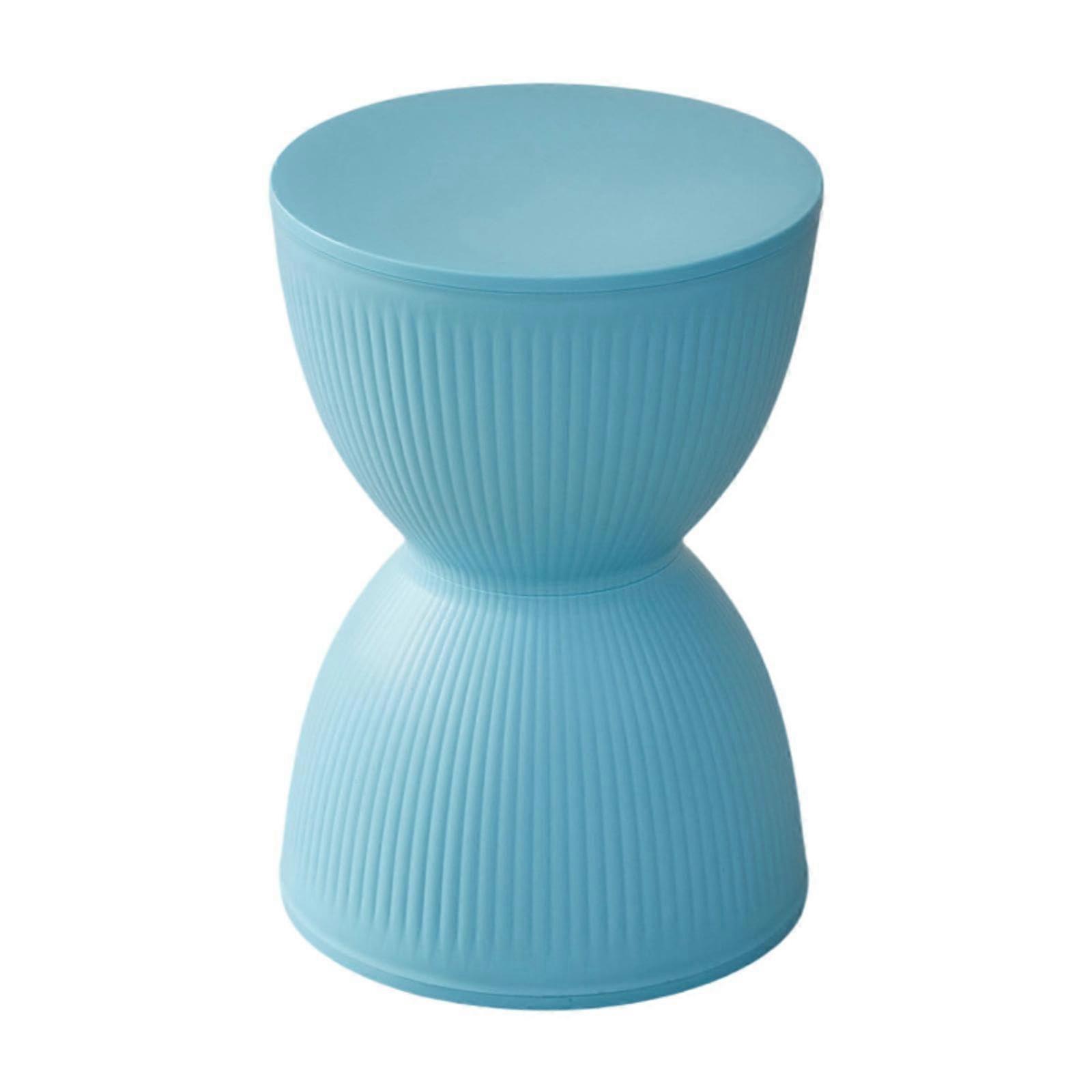 Round Ottoman Small Footstool with Compact Nordic Design for Living Room or Entryway, Bright Blue