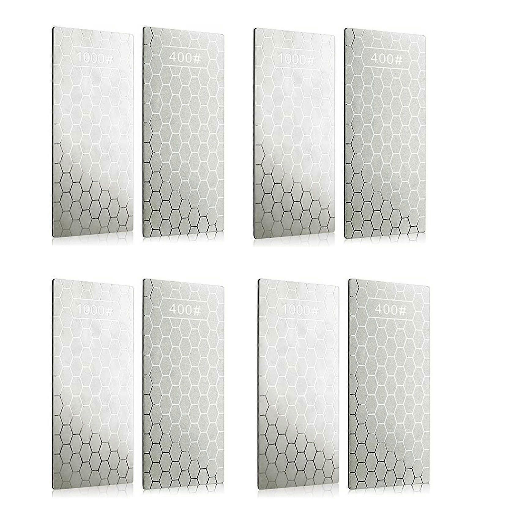 8PCS Diamond Sharpening Stone, Whetstone Honeycomb Surface Diamond Sharpener Plate with Non-Slip Base(400/1000 Grit)