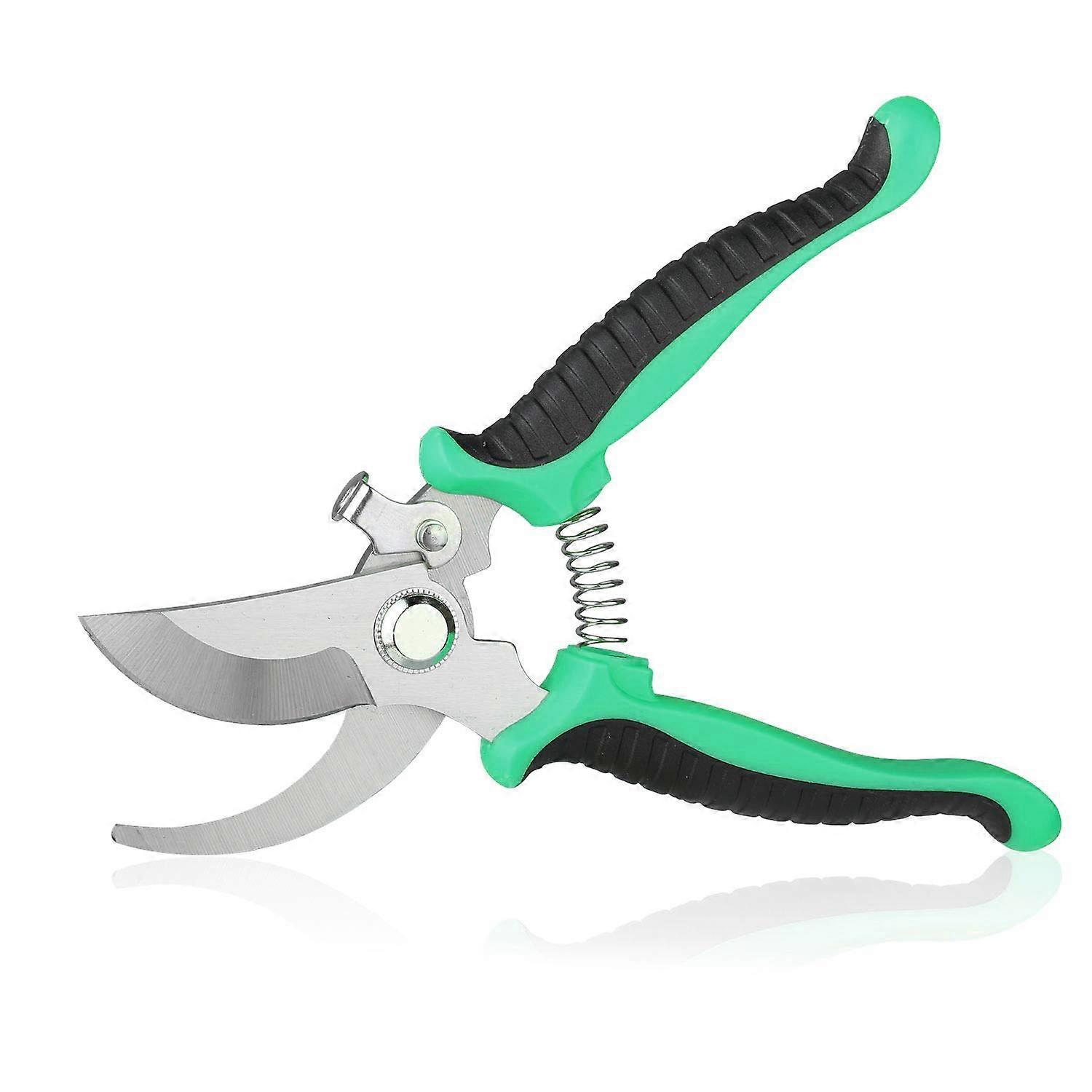 Pruning Shears with Sharp Bypass Blade for Garden Branches Stems Trees,  Carbon Steel Green