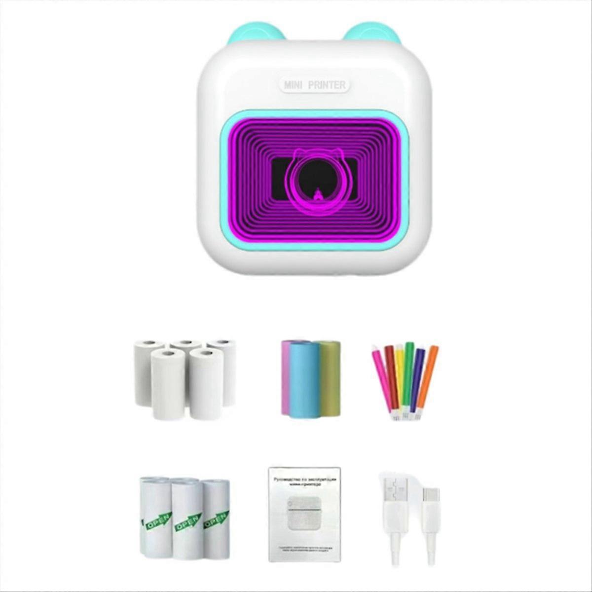 Mini Sticker Printer RGB Light Bluetooth Pocket Inkless B