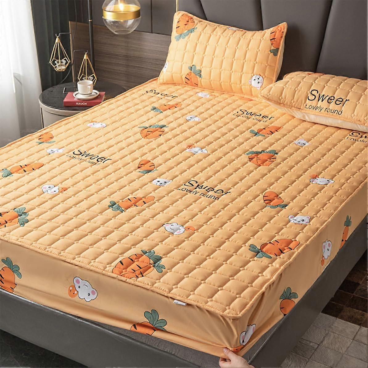 Cotton Fitted Sheet Set with Pillowcases SemiDouble AllYear Comfort Washable Mattress Protector