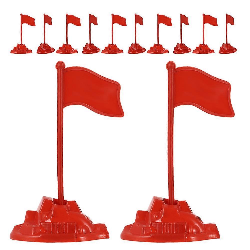 Solid Red Flag Model Plastic Mini Flags for Desktop Decor 90Pcs