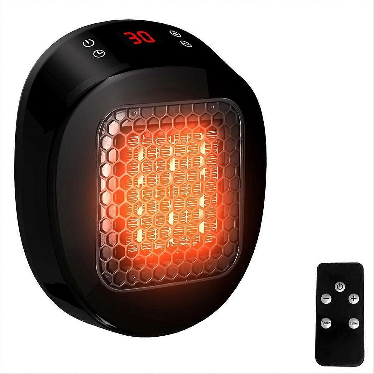 Socket Fan Heater with Remote Control,Ceramic Heater with Thermostat and 12H Timer,for Rooms Up to