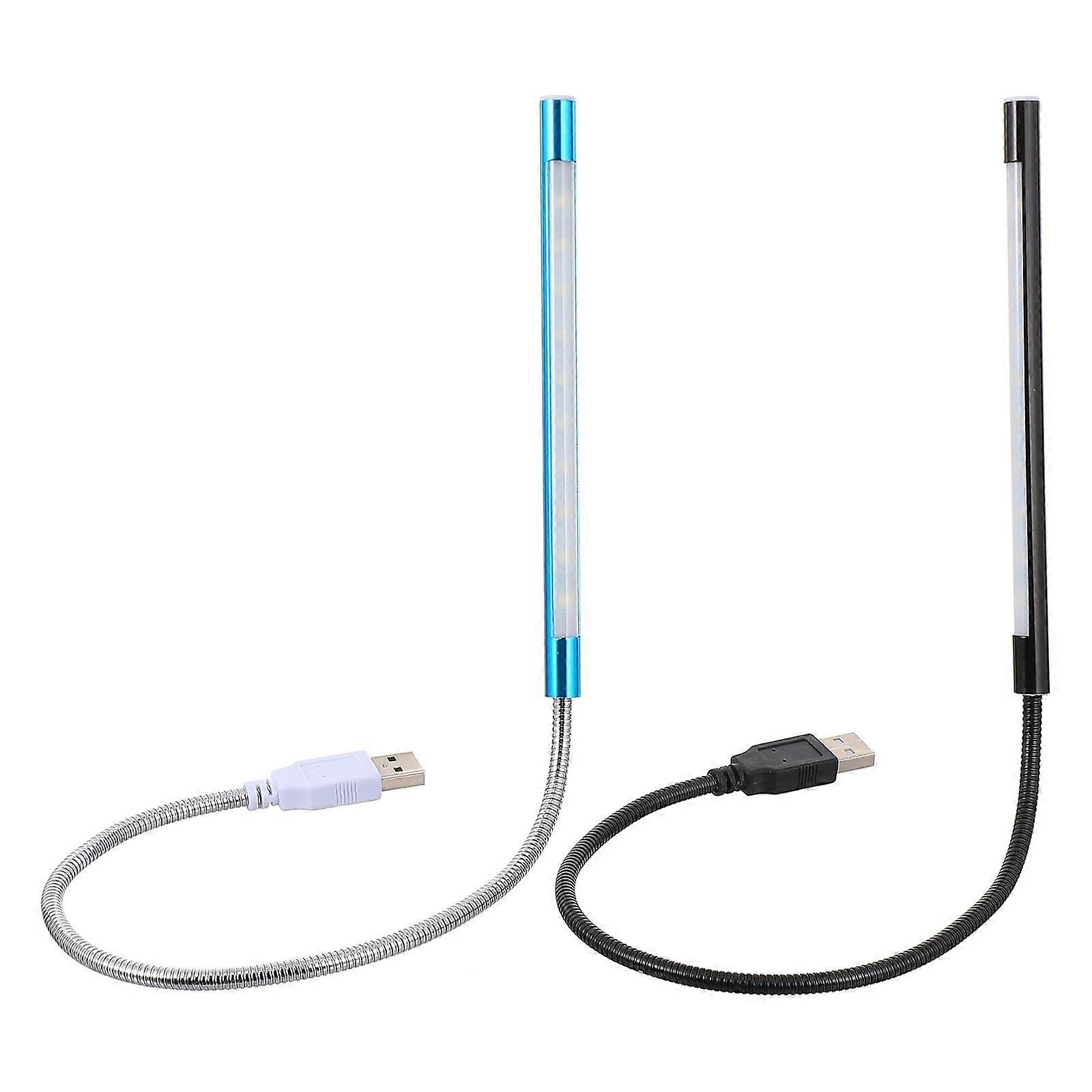 USB Reading Lamp 2Pcs Dimmable Touch Control LED Gooseneck Light for Laptop Home Office