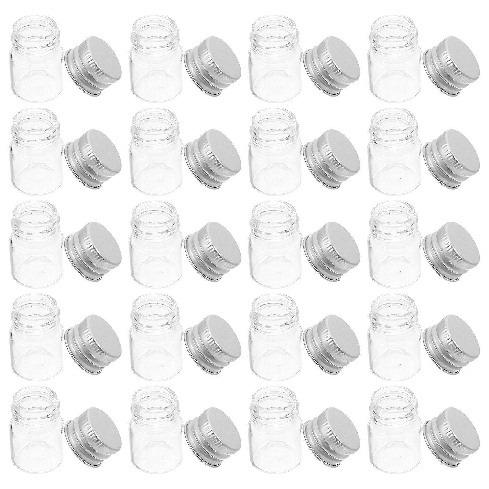 Glass Message Bottle Mini Vials with Aluminum Caps for Storage 20Pcs