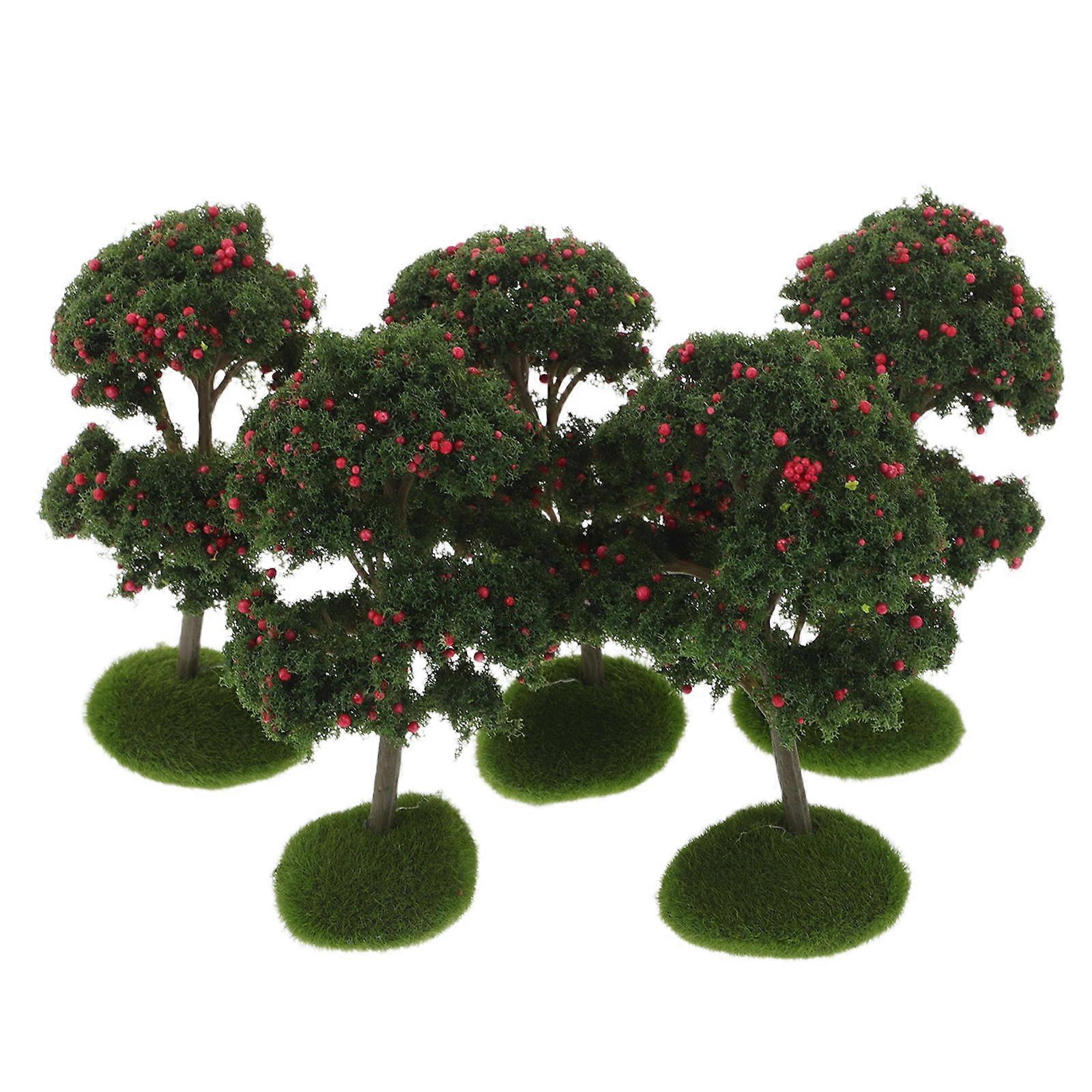 5pcs Simulation Apple Tree: Mini Scene Accessory Model Trees For Architectural Models Micro Landscape Craft Decor Train Scenery