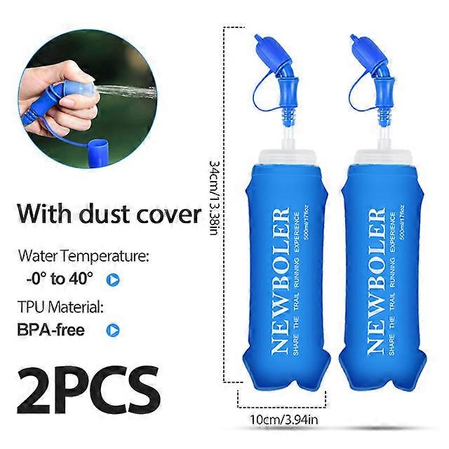NEWBOLER TPU Collapsible Soft Water Bottle for Hydration Pack Soft Flask Folding Water Bottles BPA-Free Sports Running Bottles
