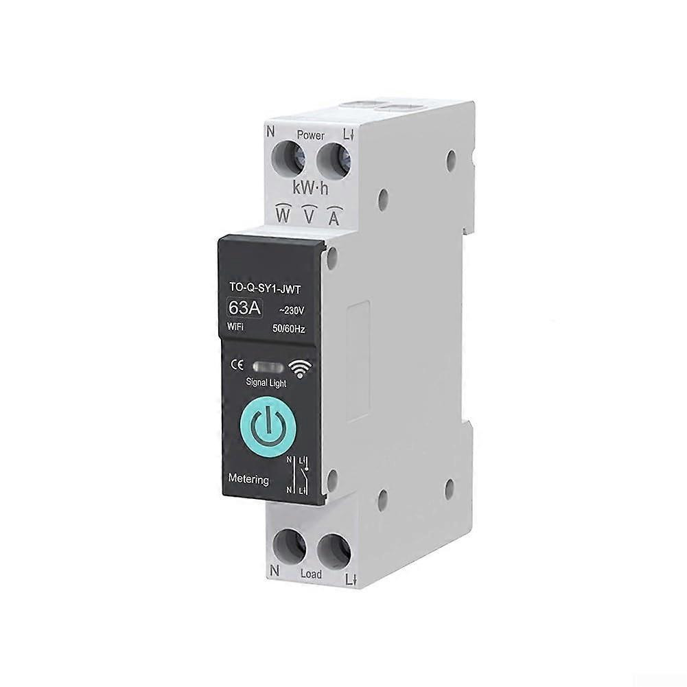 1P 63A Wifi Smart Circuit Breaker With Metering 1 Pole 63 Amp Wifi Home Automation Compatible With Electrical Devices