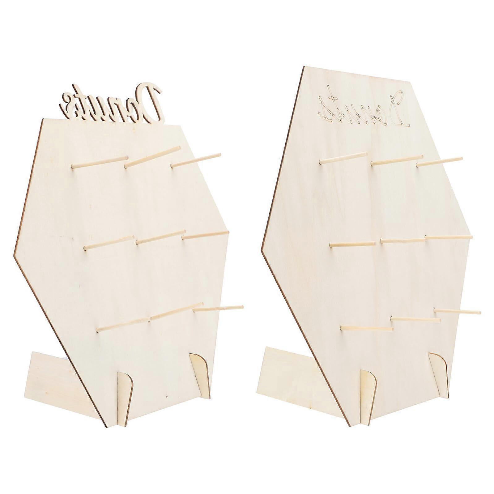 2 Sets Wooden Donut Display Stand for Parties and Weddings, Reusable Dessert Holder, Quick Assembly