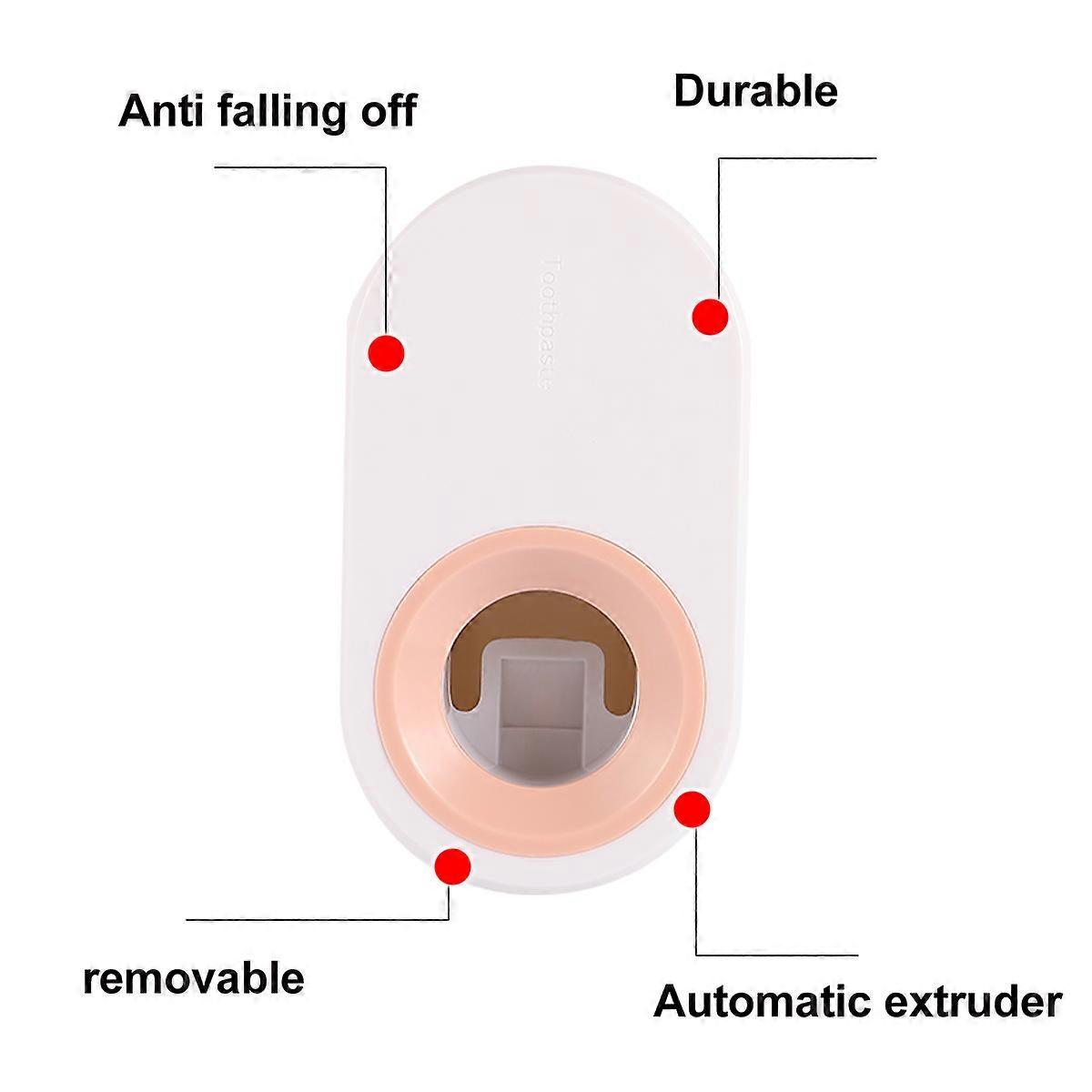 Pink Automatic Toothpaste Dispenser Hands Free Squeezer for Daily Use Durable Plastic Wall Mount Design