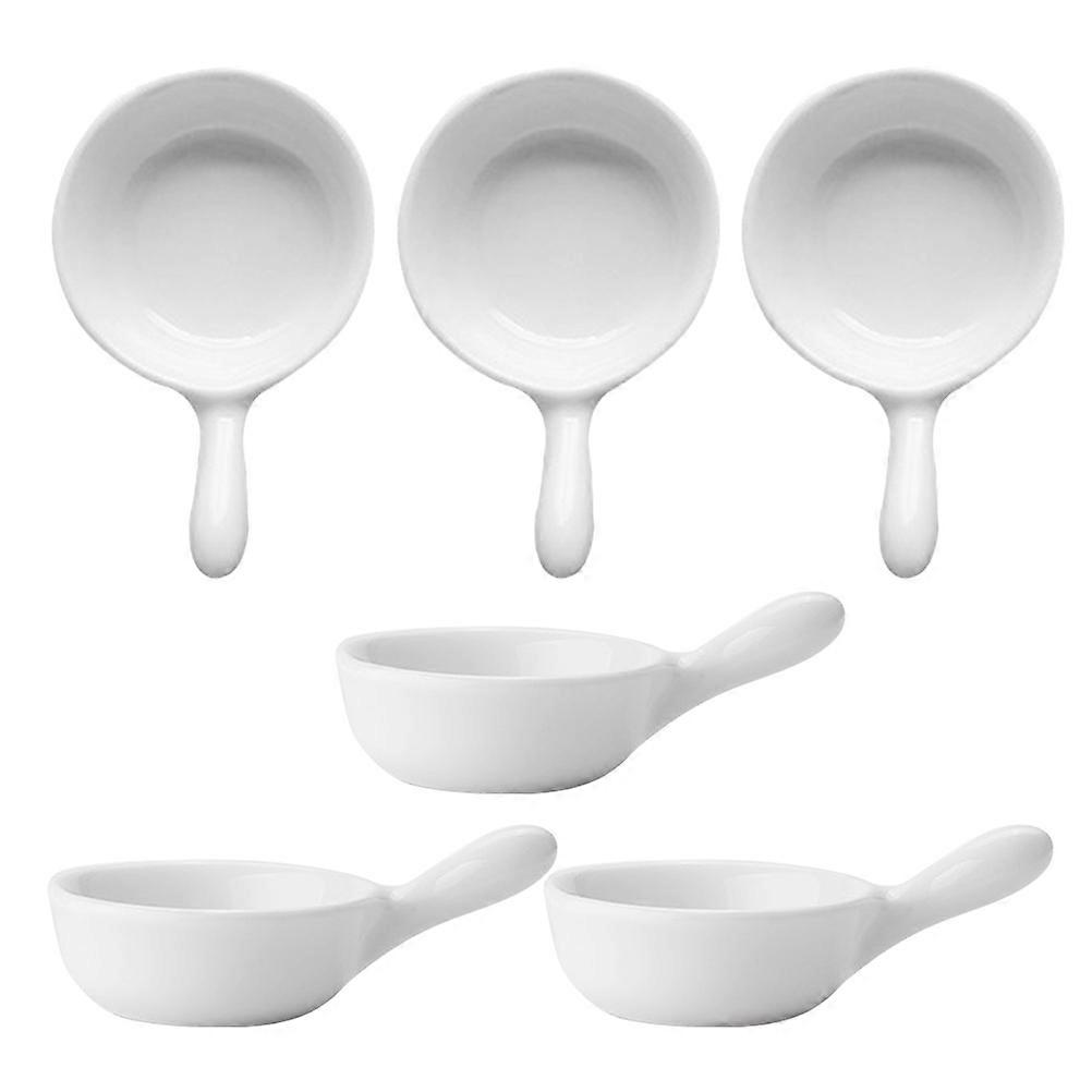 White Ceramic Sauce Cups for Ketchup Dipping 6Pcs with Handle