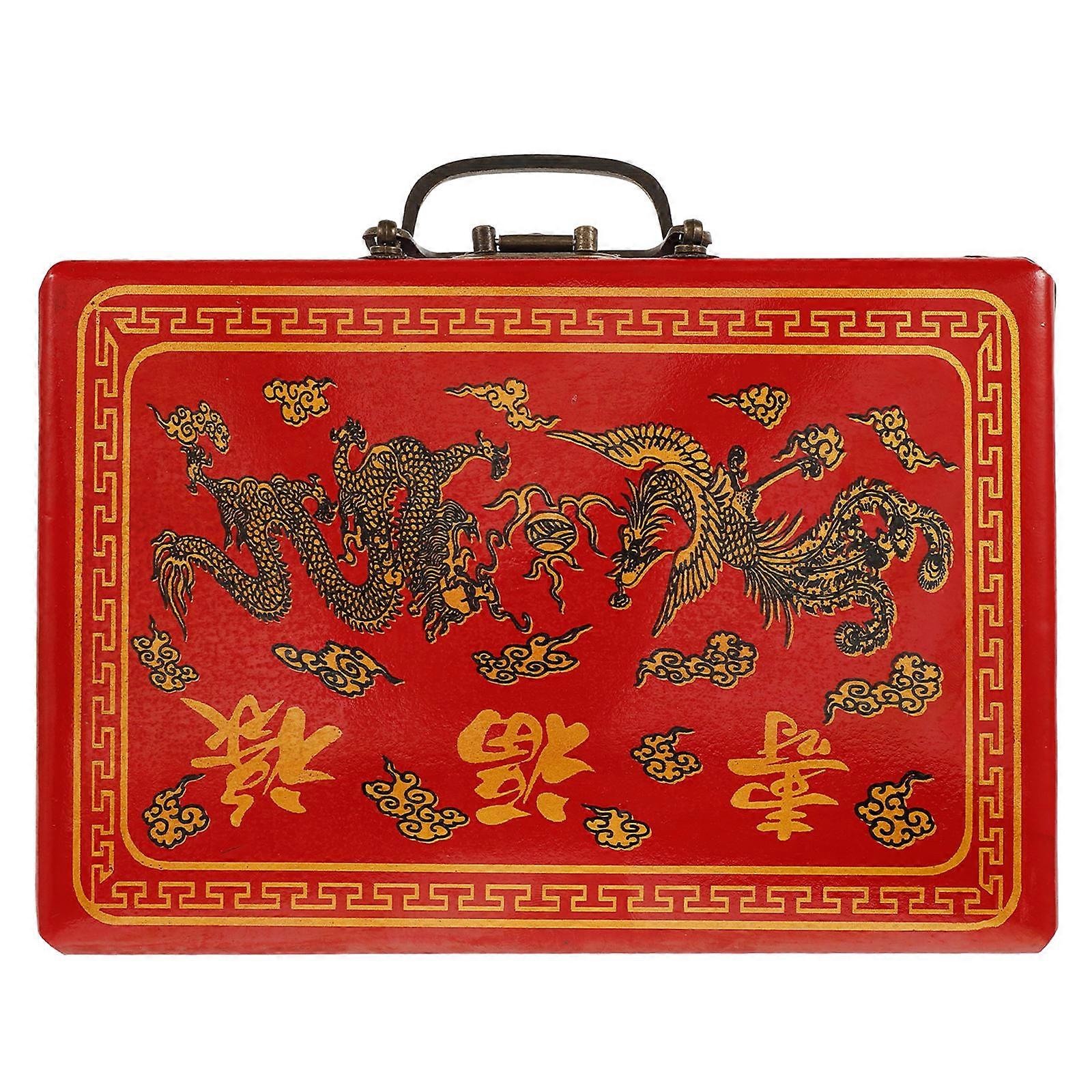 Chinese Mahjong Box Wood Organizer for Storage Use Practical Use