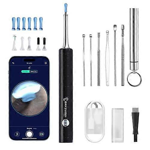 Ear Wax Removal Camera with 1080P HD, LED Light, 6 Picks, Compatible with iOS and Android (Dark Grey)