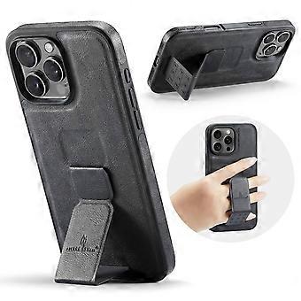 Case For Iphone 13 029 Black Wrist Leather Magnetic Back Stand No184