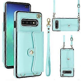 For Samsung Galaxy S10 RFID Card Slot Leather Phone Case with Long Lanyard 2025