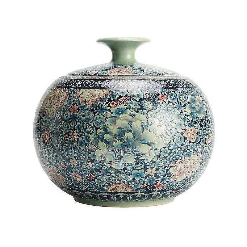 Self-Made High-Grade Ru Ware Blue and White Porcelain Tea Pot Large Ceramic Sealed Can Tea Container Green Tea Pu'er Ornaments