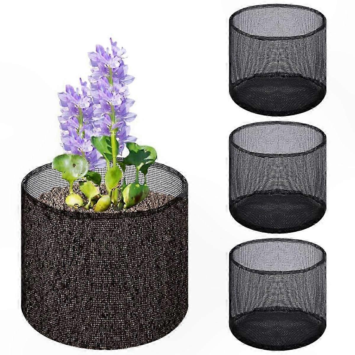 Lot de 4 sacs de plantation réutilisables en filet pour jardins aquatiques - Pots carrés respirants pour bassins et nénuphars