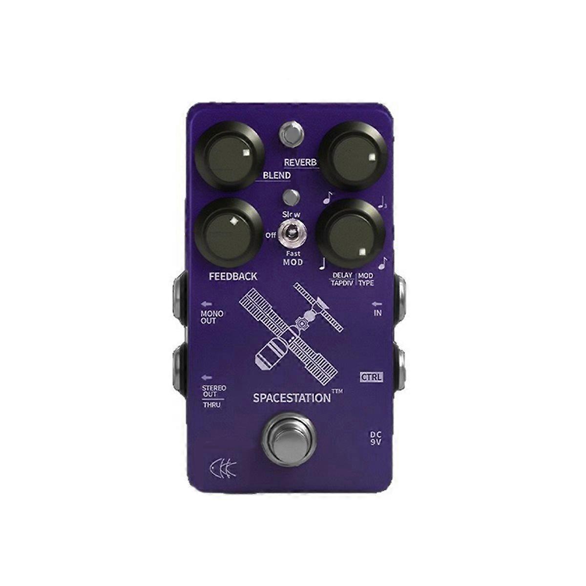 SPACEESTATIONTTM Pro Delay Effect Unit Reverb/Distortion Electric Guitar Multi-Functional Single Bl