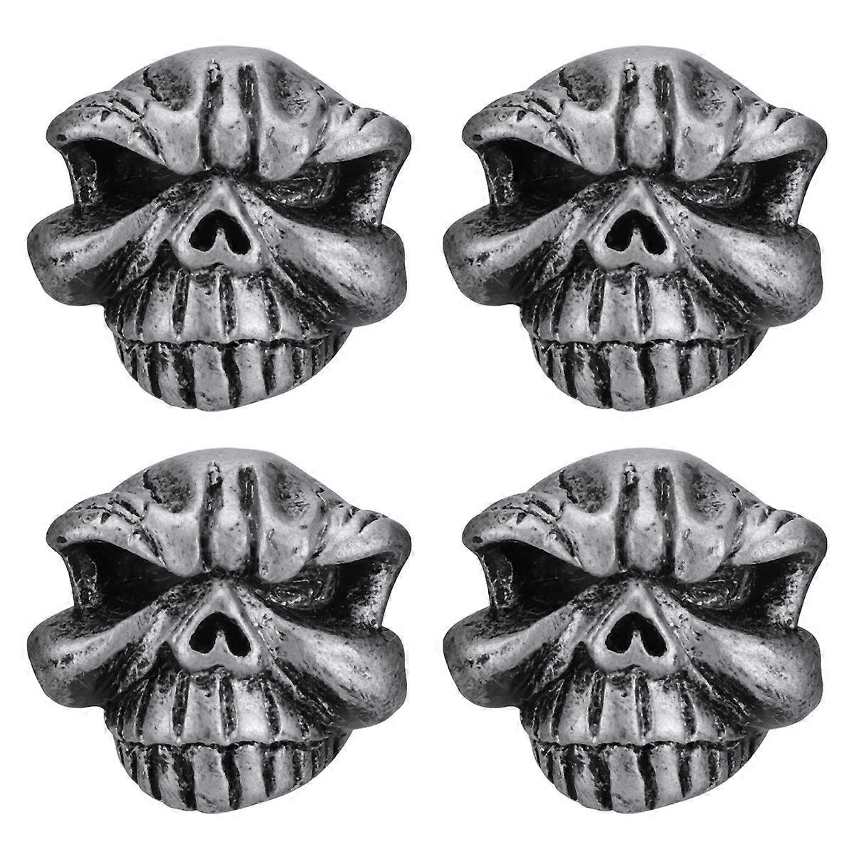 Silver Skull Head Cap Tires Stem Motorcycle Bike Accessories 2Sets