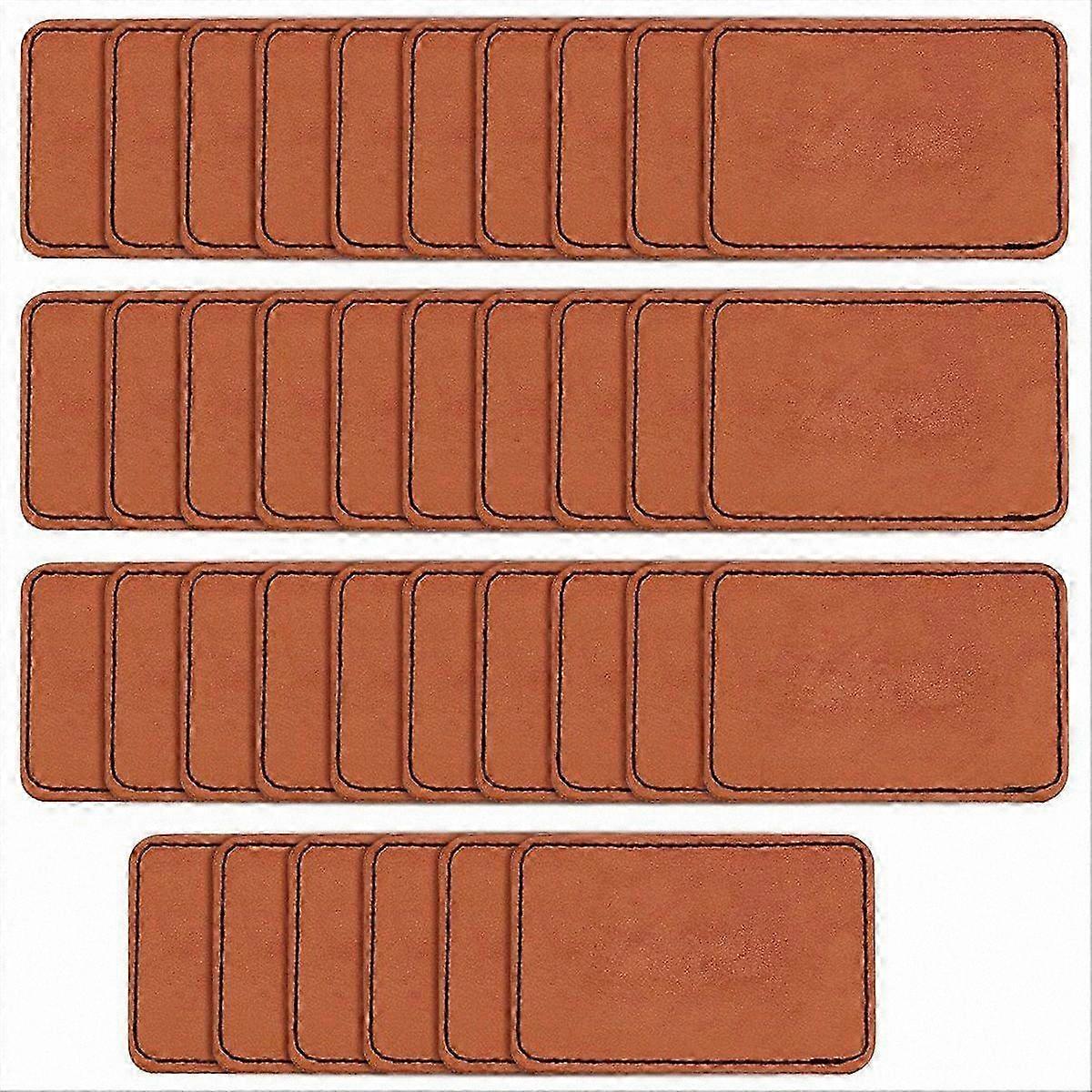40 Pack Rectangular Leather Patches, 2x3 Inch, Brown, for Hats Jackets Backpacks DIY Projects