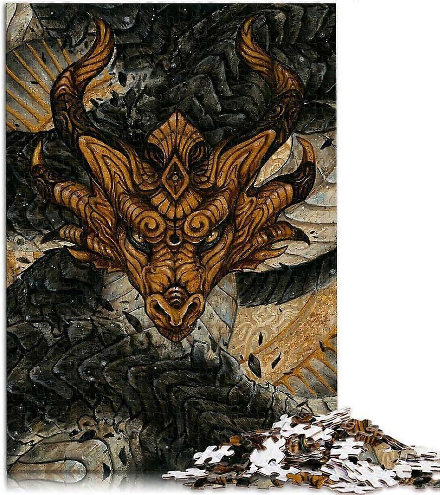 Puzzles for Adults Masked Dragon Difficult Hard with Fully Interlocking Randomly Shaped Pieces PUZZ-769