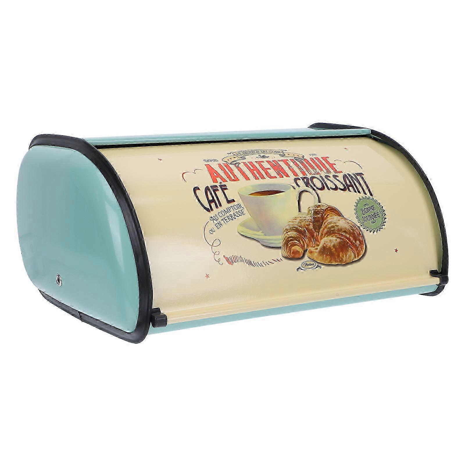 Airtight Bread Box Storage Holder Iron Drum-Shaped 34x23cm Moisture Control Practical Design 1Set