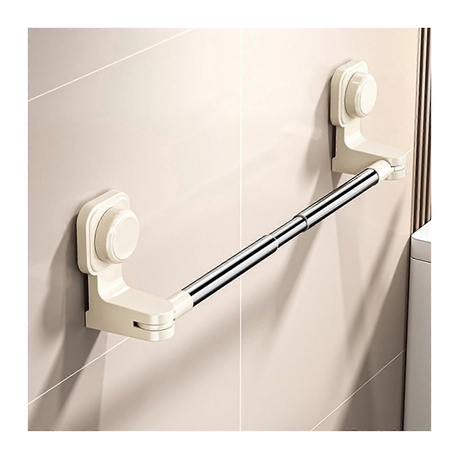 Suction Cup Towel Bar, Extendable Drill Wall Mounted Drying Rack with Adjustable Length, Beige 1122 Inch