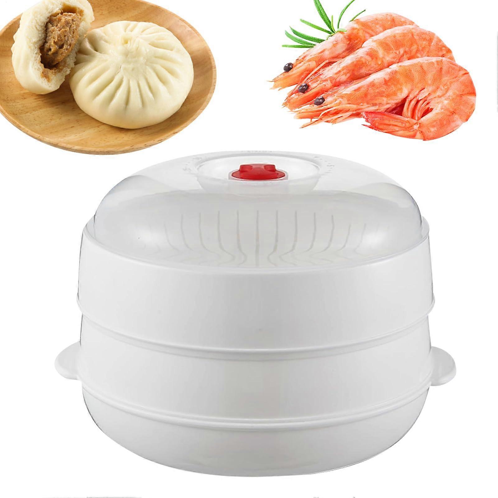 Microwave Vegetable Steamer with Clear Lid and Tray, Adjustable Steam Control for Fast Cooking