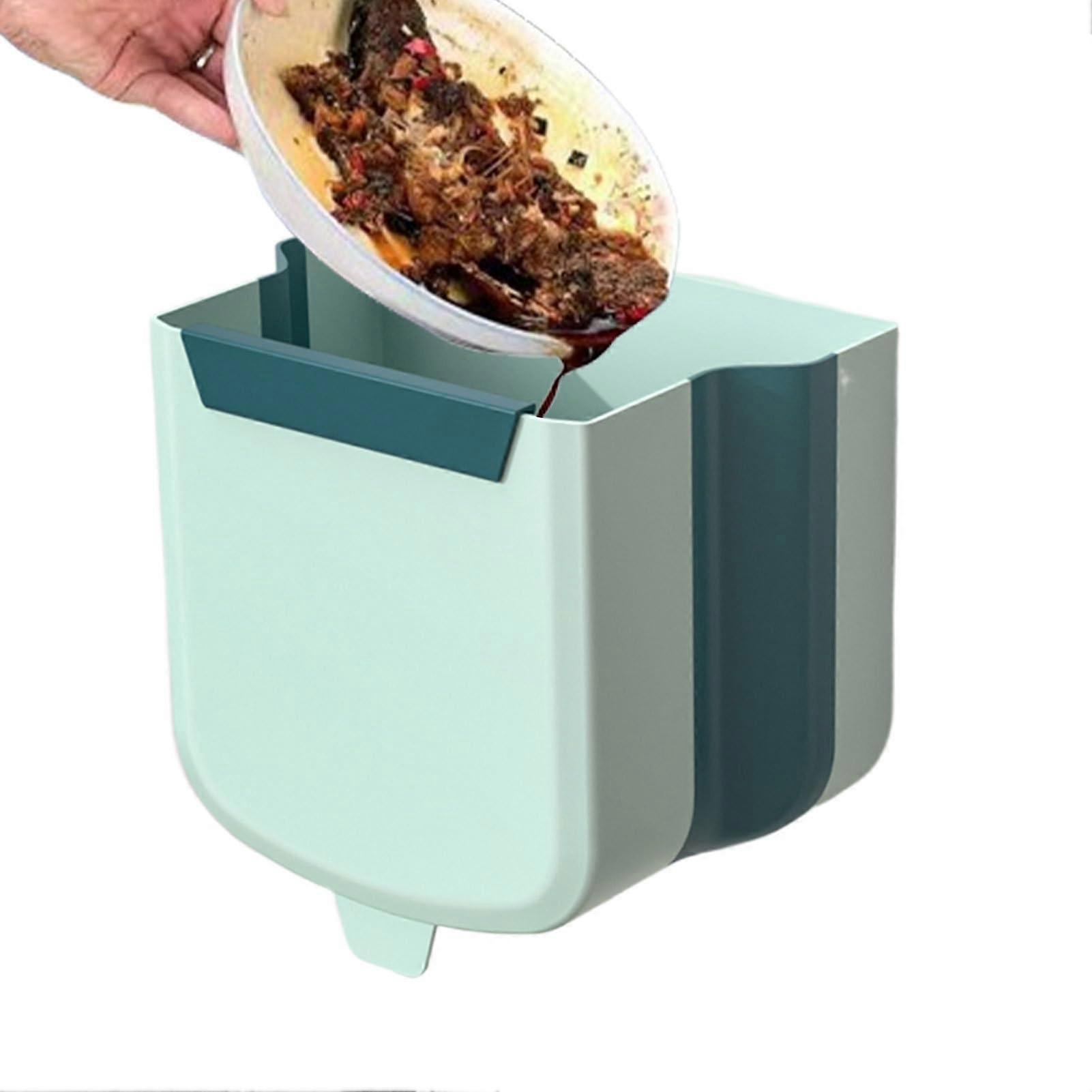 Wall Mounted Foldable Kitchen Trash Bin Large Capacity SpaceSaving Garbage Can Medium Green