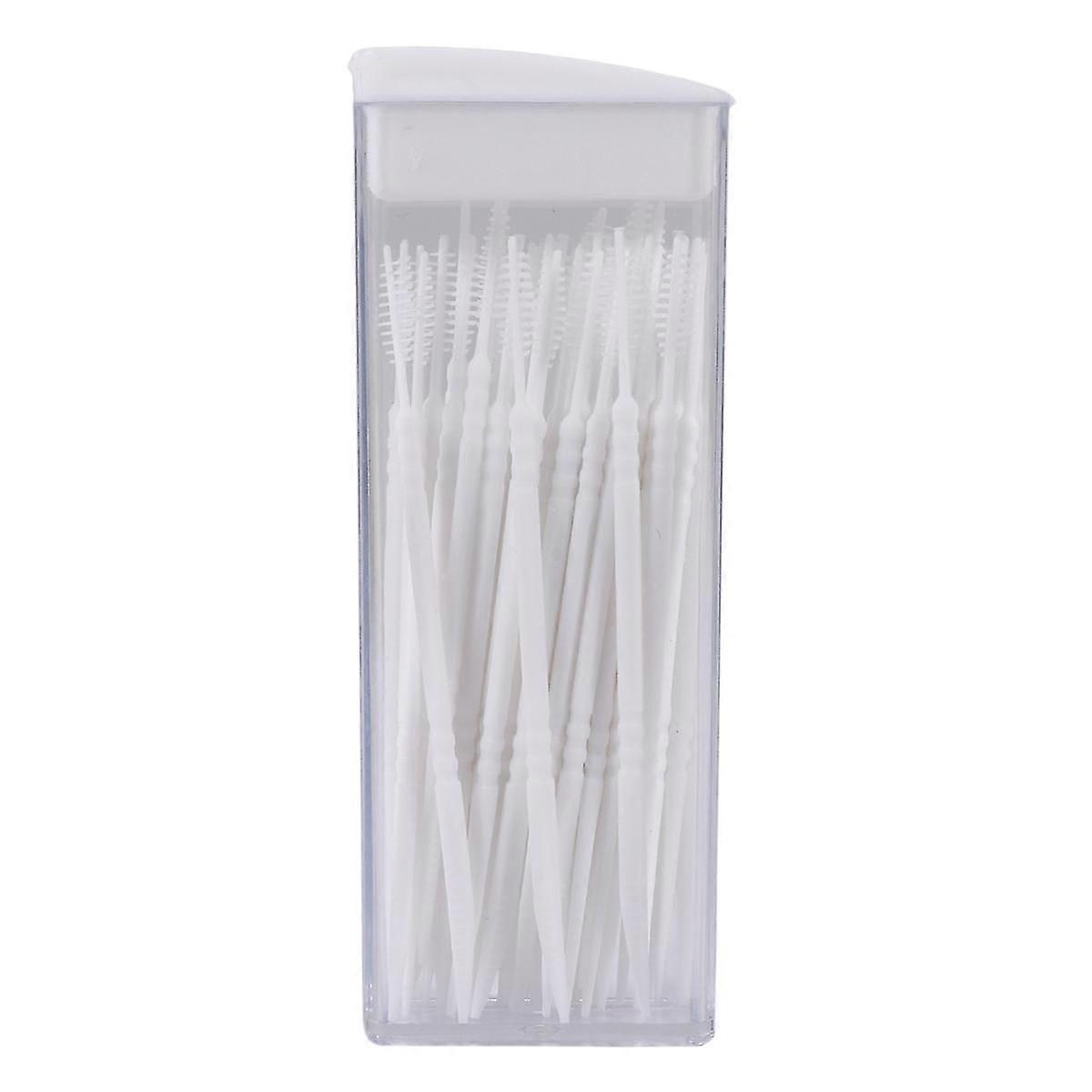 50 Pcs Plastic Toothpicks 2 Way Tooth Picks Interdental Random Color