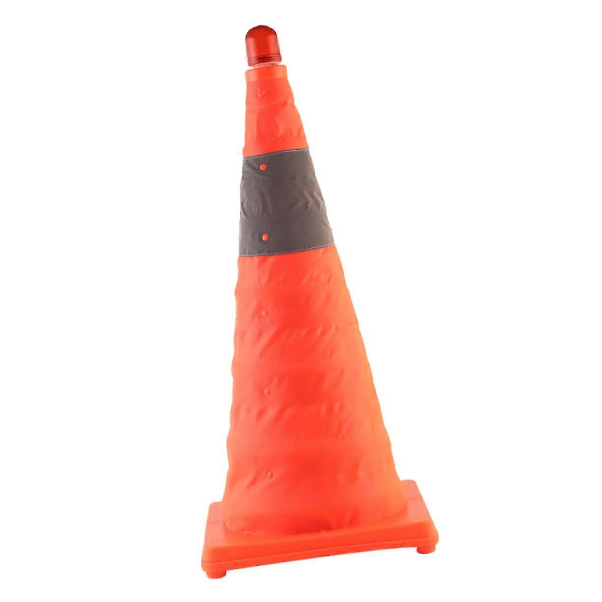 Foldable Reflective Road Cone with LED Light and Rubber Base for Traffic Safety and Events Orange